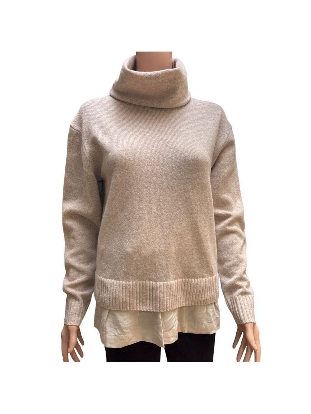 Joseph Elegant Beige Turtleneck Wool Cashmere Sweater Small
